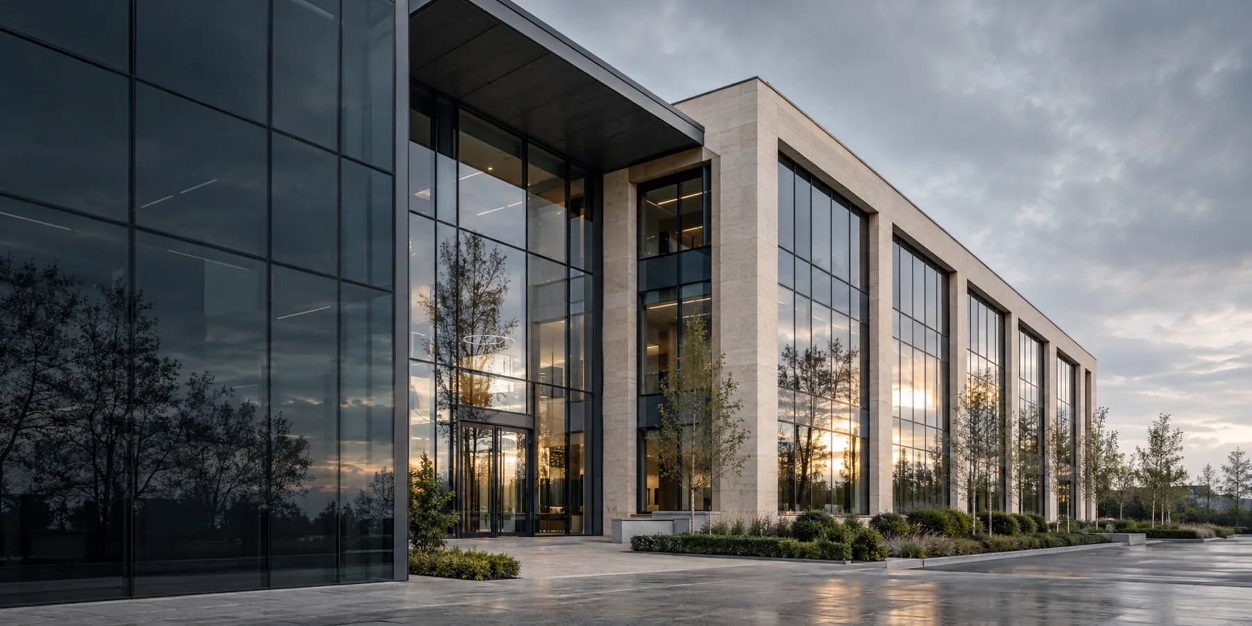 Contemporary commercial building, architectural concept image